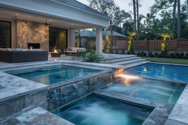 pool spa with water feature - amalfi pools